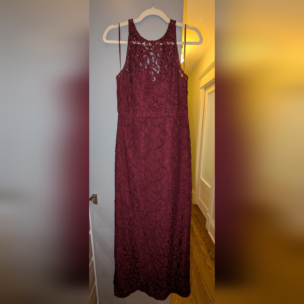 J. Crew Burgundy Lace Maxi Dress, Size 4